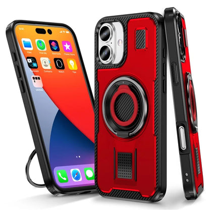 For iPhone 16 Plus Case TPU+PC Kickstand Phone Cover with Silicone Finger Strap