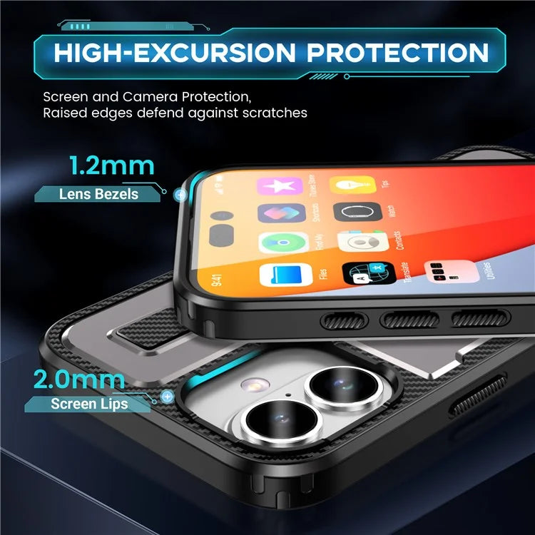 For iPhone 16 Plus Case TPU+PC Kickstand Phone Cover with Silicone Finger Strap