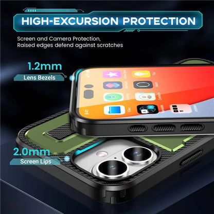 For iPhone 16 Plus Case TPU+PC Kickstand Phone Cover with Silicone Finger Strap