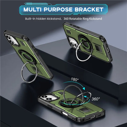 For iPhone 16 Plus Case TPU+PC Kickstand Phone Cover with Silicone Finger Strap