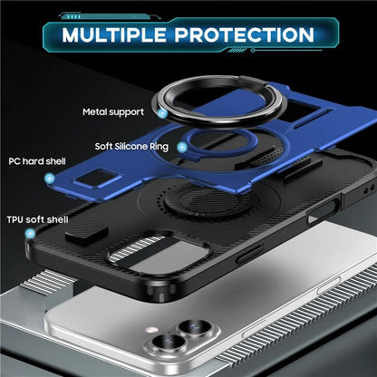 For iPhone 16 Plus Case TPU+PC Kickstand Phone Cover with Silicone Finger Strap
