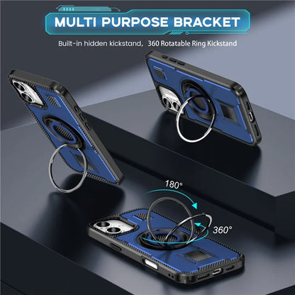 For iPhone 16 Plus Case TPU+PC Kickstand Phone Cover with Silicone Finger Strap