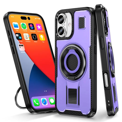 For iPhone 16 Plus Case TPU+PC Kickstand Phone Cover with Silicone Finger Strap