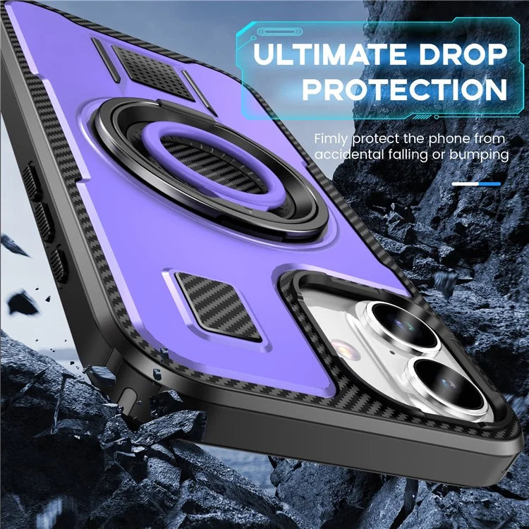 For iPhone 16 Plus Case TPU+PC Kickstand Phone Cover with Silicone Finger Strap