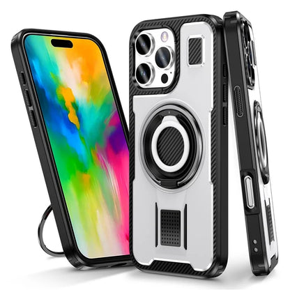 For iPhone 16 Pro Case TPU+PC Kickstand Phone Cover with Silicone Finger Strap