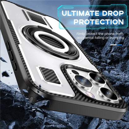 For iPhone 16 Pro Case TPU+PC Kickstand Phone Cover with Silicone Finger Strap