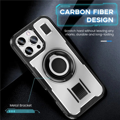 For iPhone 16 Pro Case TPU+PC Kickstand Phone Cover with Silicone Finger Strap
