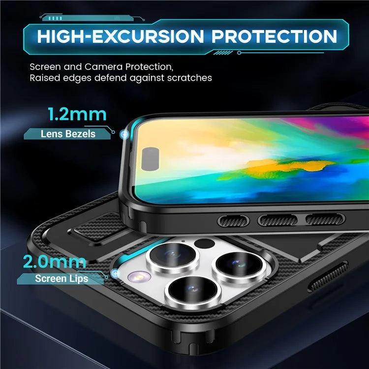 For iPhone 16 Pro Case TPU+PC Kickstand Phone Cover with Silicone Finger Strap