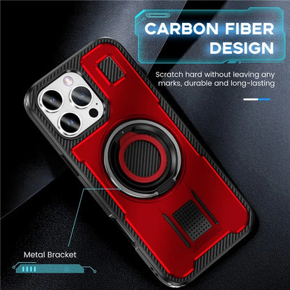 For iPhone 16 Pro Case TPU+PC Kickstand Phone Cover with Silicone Finger Strap