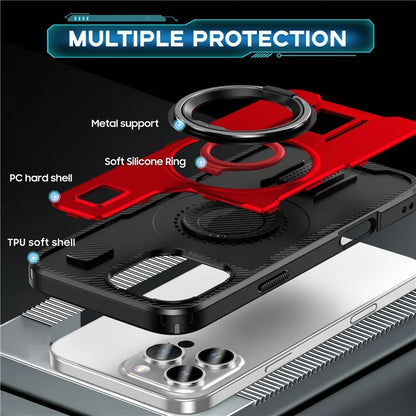 For iPhone 16 Pro Case TPU+PC Kickstand Phone Cover with Silicone Finger Strap
