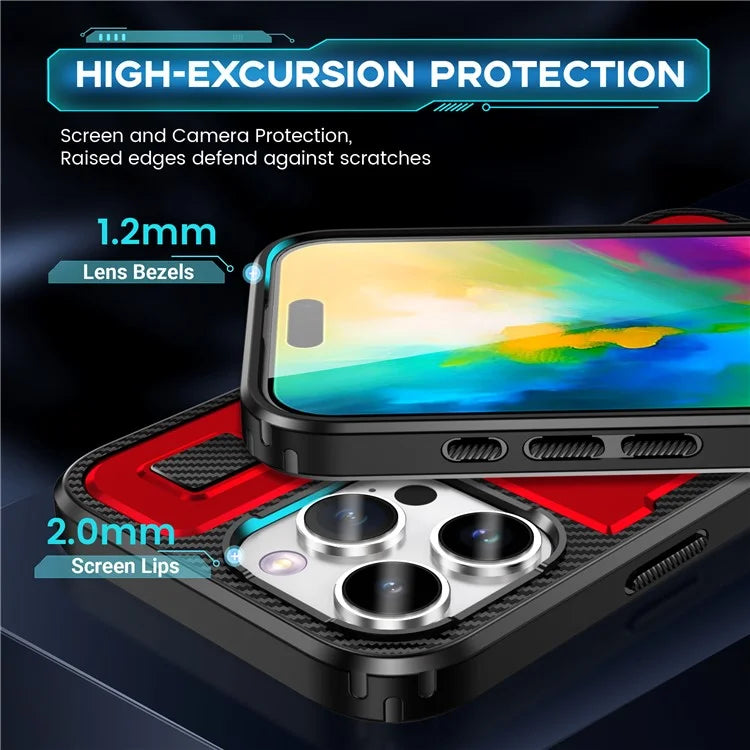 For iPhone 16 Pro Case TPU+PC Kickstand Phone Cover with Silicone Finger Strap