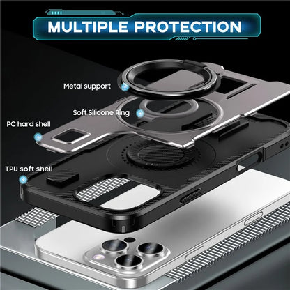 For iPhone 16 Pro Case TPU+PC Kickstand Phone Cover with Silicone Finger Strap