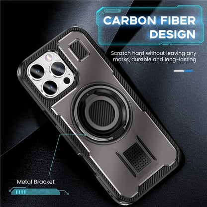 For iPhone 16 Pro Case TPU+PC Kickstand Phone Cover with Silicone Finger Strap