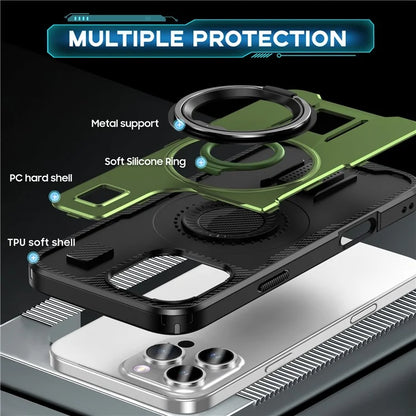 For iPhone 16 Pro Case TPU+PC Kickstand Phone Cover with Silicone Finger Strap