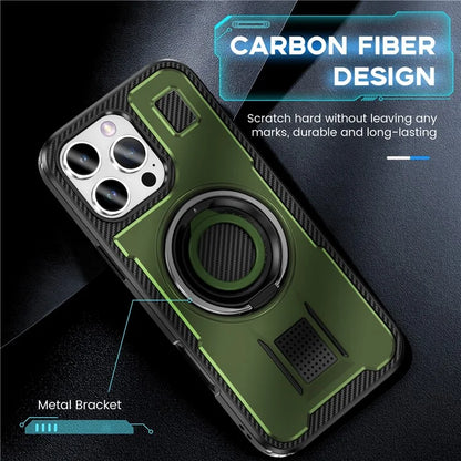 For iPhone 16 Pro Case TPU+PC Kickstand Phone Cover with Silicone Finger Strap