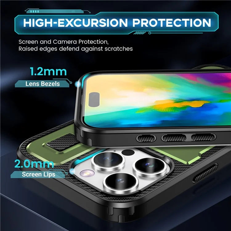 For iPhone 16 Pro Case TPU+PC Kickstand Phone Cover with Silicone Finger Strap