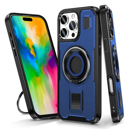 For iPhone 16 Pro Case TPU+PC Kickstand Phone Cover with Silicone Finger Strap