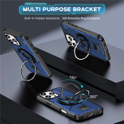 For iPhone 16 Pro Case TPU+PC Kickstand Phone Cover with Silicone Finger Strap