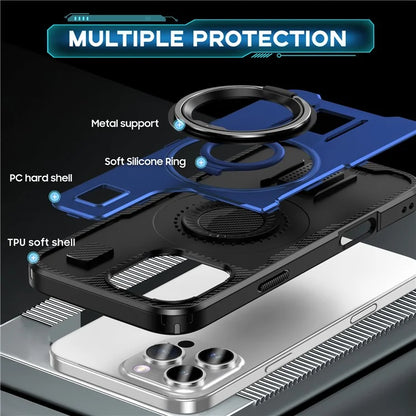 For iPhone 16 Pro Case TPU+PC Kickstand Phone Cover with Silicone Finger Strap