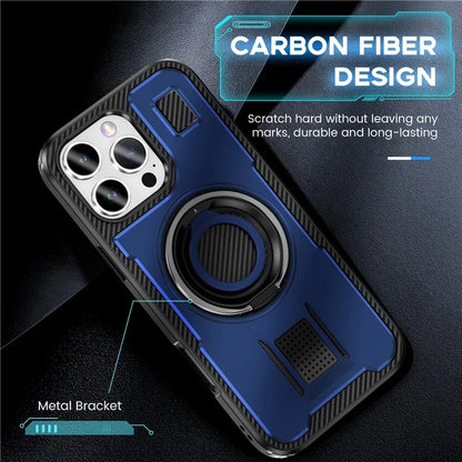 For iPhone 16 Pro Case TPU+PC Kickstand Phone Cover with Silicone Finger Strap