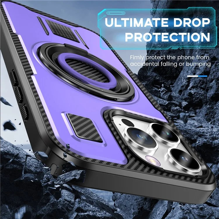 For iPhone 16 Pro Case TPU+PC Kickstand Phone Cover with Silicone Finger Strap