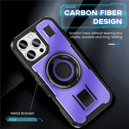 For iPhone 16 Pro Case TPU+PC Kickstand Phone Cover with Silicone Finger Strap