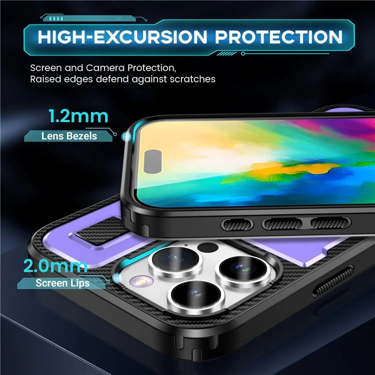 For iPhone 16 Pro Case TPU+PC Kickstand Phone Cover with Silicone Finger Strap