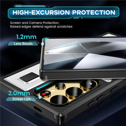 For Samsung Galaxy S24 Ultra Case TPU+PC Kickstand Phone Cover with Silicone Finger Strap