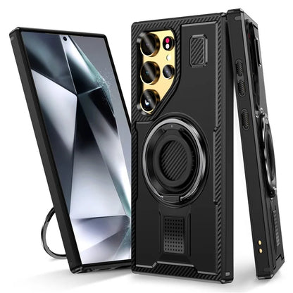 For Samsung Galaxy S24 Ultra Case TPU+PC Kickstand Phone Cover with Silicone Finger Strap