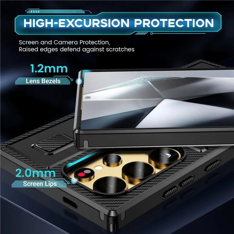 For Samsung Galaxy S24 Ultra Case TPU+PC Kickstand Phone Cover with Silicone Finger Strap