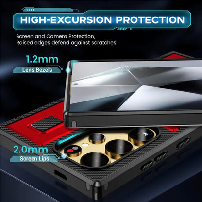 For Samsung Galaxy S24 Ultra Case TPU+PC Kickstand Phone Cover with Silicone Finger Strap