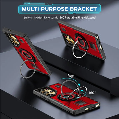 For Samsung Galaxy S24 Ultra Case TPU+PC Kickstand Phone Cover with Silicone Finger Strap