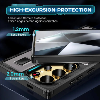 For Samsung Galaxy S24 Ultra Case TPU+PC Kickstand Phone Cover with Silicone Finger Strap