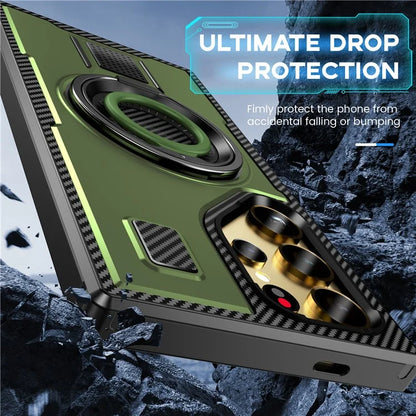 For Samsung Galaxy S24 Ultra Case TPU+PC Kickstand Phone Cover with Silicone Finger Strap