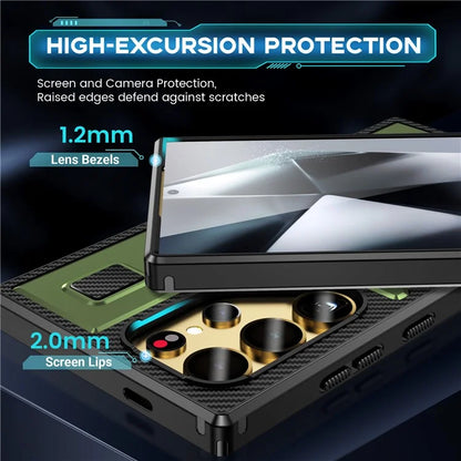 For Samsung Galaxy S24 Ultra Case TPU+PC Kickstand Phone Cover with Silicone Finger Strap
