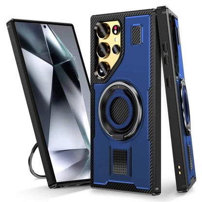 For Samsung Galaxy S24 Ultra Case TPU+PC Kickstand Phone Cover with Silicone Finger Strap