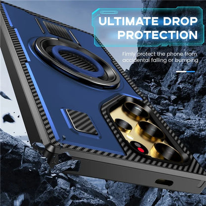 For Samsung Galaxy S24 Ultra Case TPU+PC Kickstand Phone Cover with Silicone Finger Strap