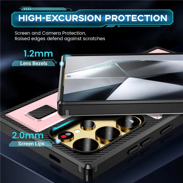 For Samsung Galaxy S24 Ultra Case TPU+PC Kickstand Phone Cover with Silicone Finger Strap