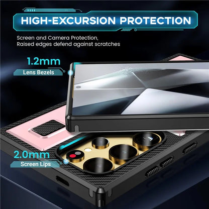 For Samsung Galaxy S24 Ultra Case TPU+PC Kickstand Phone Cover with Silicone Finger Strap
