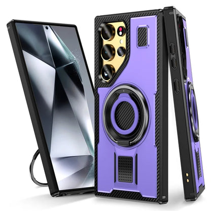 For Samsung Galaxy S24 Ultra Case TPU+PC Kickstand Phone Cover with Silicone Finger Strap