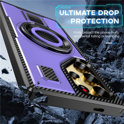 For Samsung Galaxy S24 Ultra Case TPU+PC Kickstand Phone Cover with Silicone Finger Strap