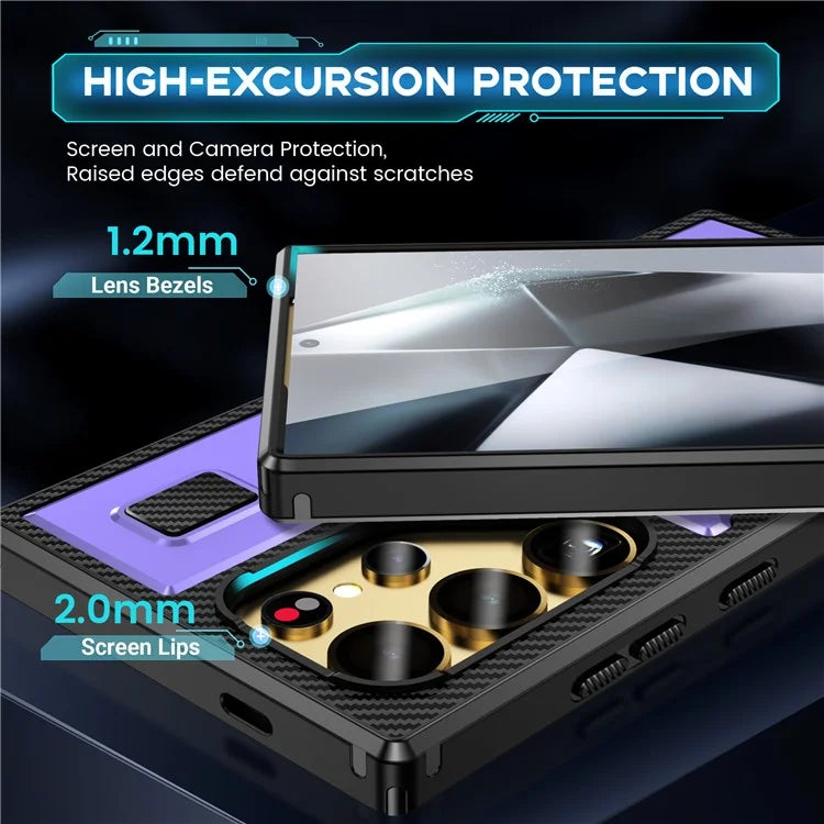 For Samsung Galaxy S24 Ultra Case TPU+PC Kickstand Phone Cover with Silicone Finger Strap