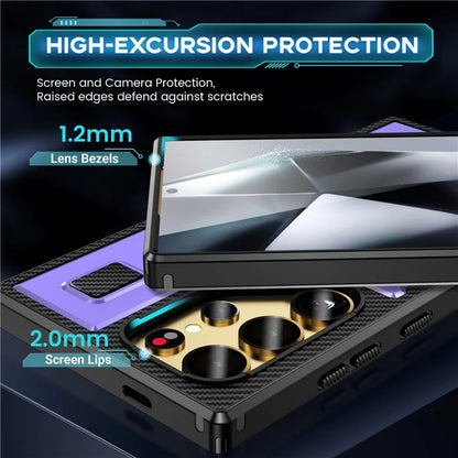 For Samsung Galaxy S24 Ultra Case TPU+PC Kickstand Phone Cover with Silicone Finger Strap