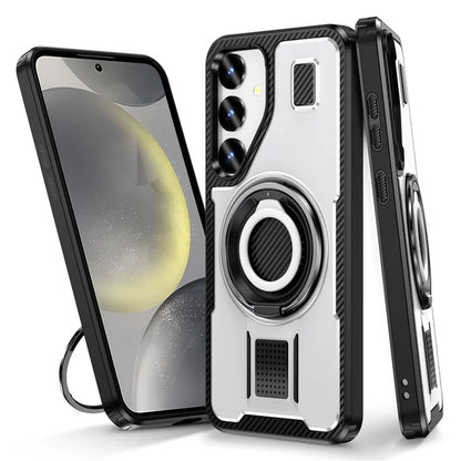 For Samsung Galaxy S24+ Case TPU+PC Kickstand Phone Cover with Silicone Finger Strap