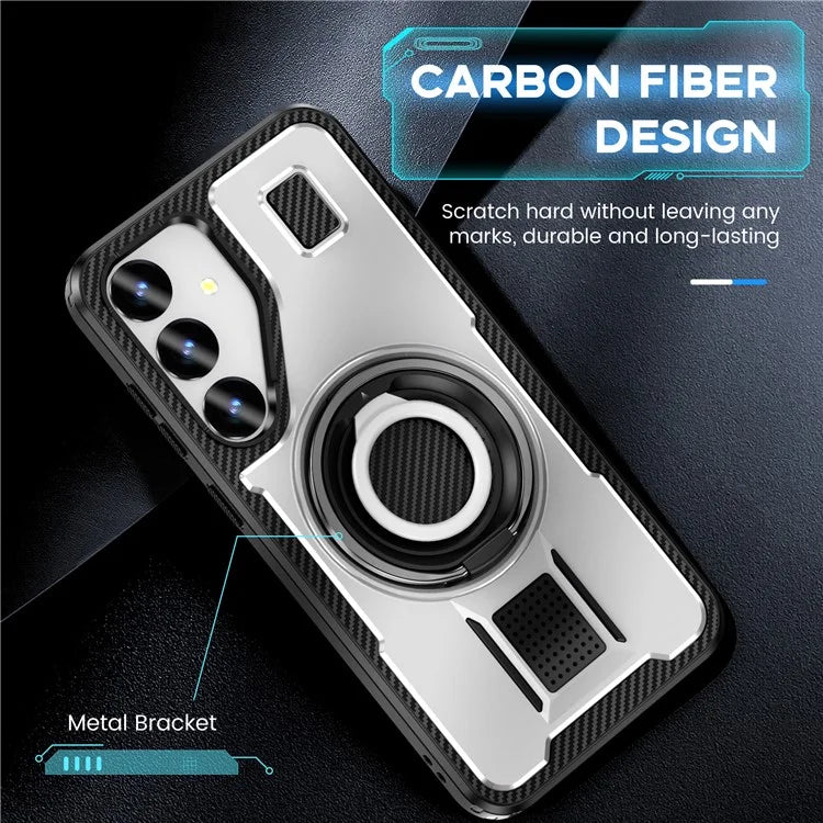 For Samsung Galaxy S24+ Case TPU+PC Kickstand Phone Cover with Silicone Finger Strap