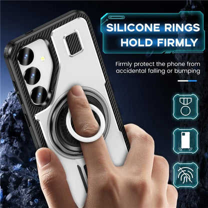 For Samsung Galaxy S24+ Case TPU+PC Kickstand Phone Cover with Silicone Finger Strap