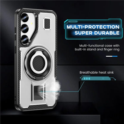 For Samsung Galaxy S24+ Case TPU+PC Kickstand Phone Cover with Silicone Finger Strap