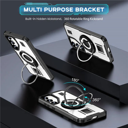For Samsung Galaxy S24+ Case TPU+PC Kickstand Phone Cover with Silicone Finger Strap