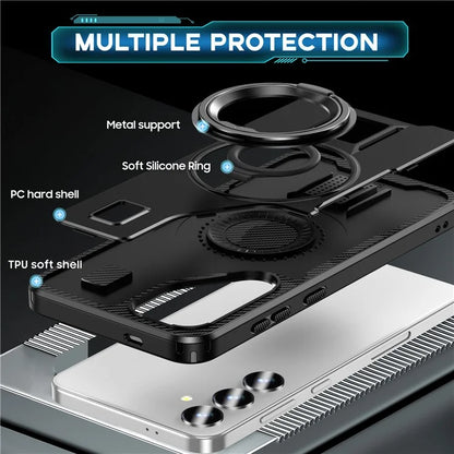 For Samsung Galaxy S24+ Case TPU+PC Kickstand Phone Cover with Silicone Finger Strap