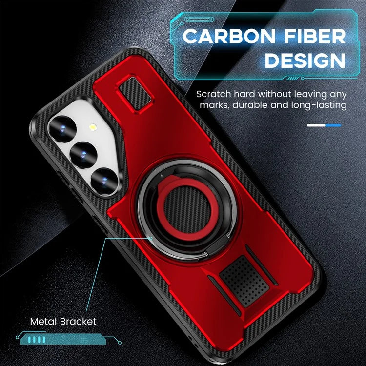 For Samsung Galaxy S24+ Case TPU+PC Kickstand Phone Cover with Silicone Finger Strap